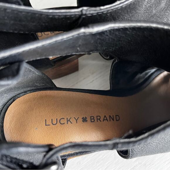 Lucky Brand Barimo Black leather open toe cut out bootie size 10 - Picture 7 of 12